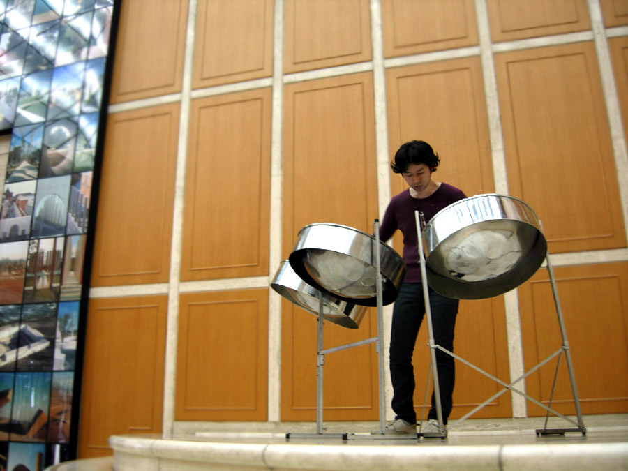 Yoshio Machida playing steel pan